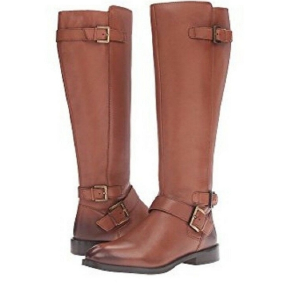 Sam Edelman Shoes - Sam Edelman Boots Moore Brown Leather Tall Riding cognac buckles zipper 8.5